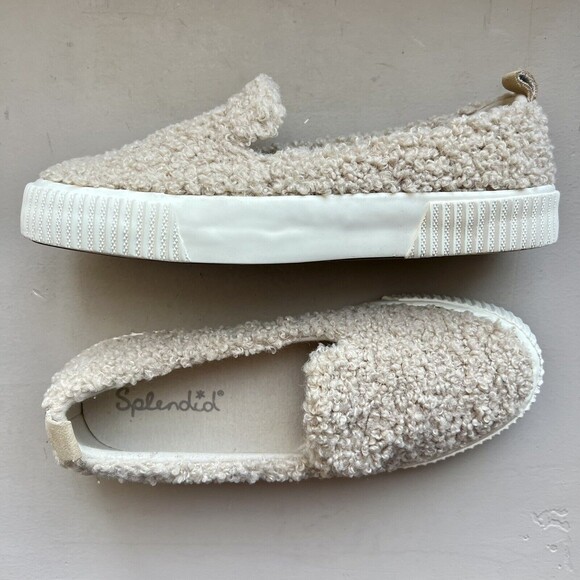 Splendid Tulia Tan Beiege Faux Fur Slip On Sneaker Shoes Women’s Size 8 M - Picture 12 of 16